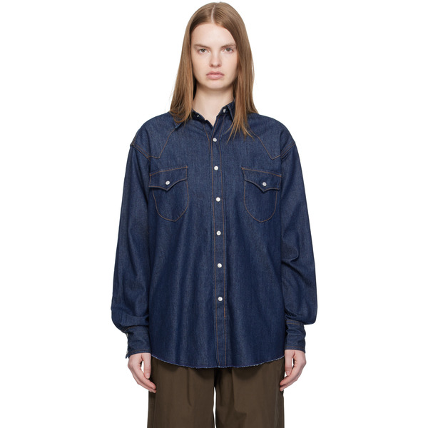  Carter Young Ssense Exclusive Blue Denim Western Shirt 