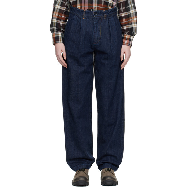 Carter Young Ssense Exclusive Blue Washed Pleated Jeans 