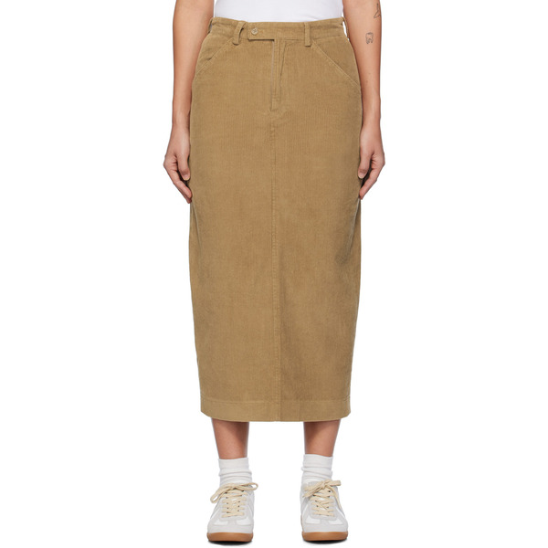 Carter Young Tan Cord Midi Skirt 