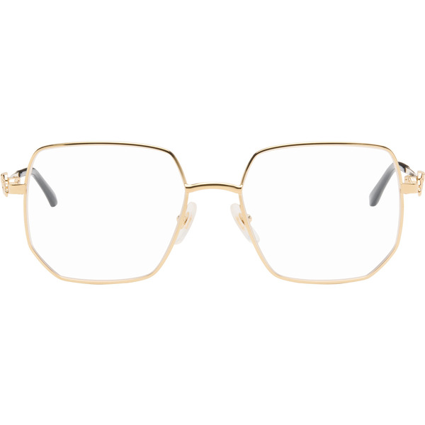  Cartier Gold 'panthère De Cartier' Squared Glasses 