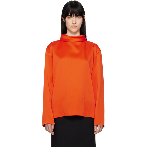  Carven Orange Double Satin Blouse 