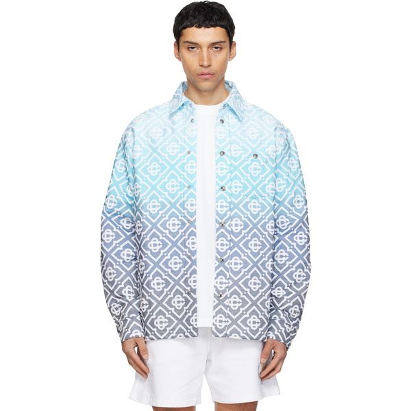  Casablanca Blue Monogram Gradient Jacquard Jacket 