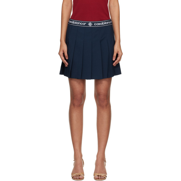  Casablanca Navy Pleated Miniskirt 