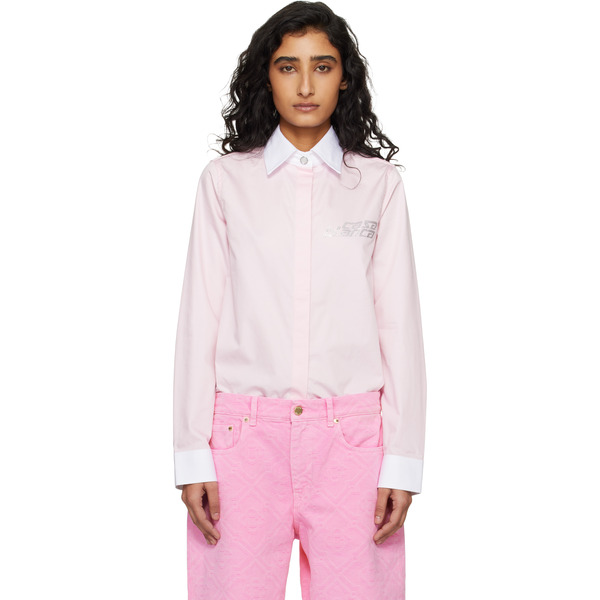  Casablanca Pink Crystal Logo Shirt 