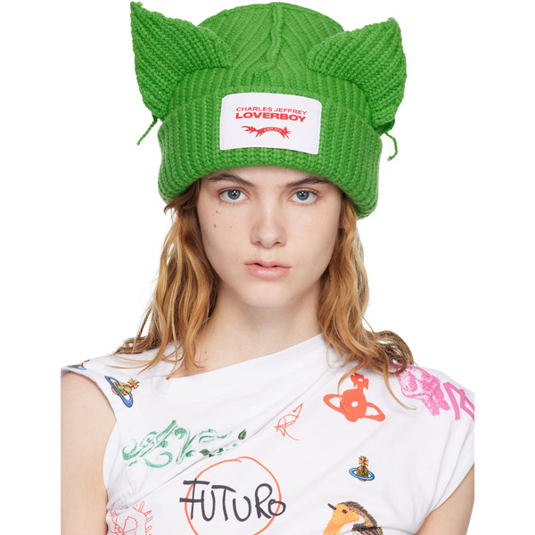  Charles Jeffrey Loverboy Green Chunky Ears Beanie 