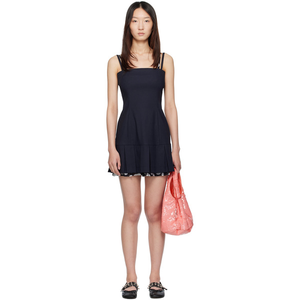  Charles Jeffrey Loverboy Ssense Exclusive Navy Pleated Minidress 
