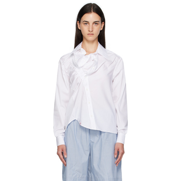  Charles Jeffrey Loverboy White Elasticated Ruffle Shirt 