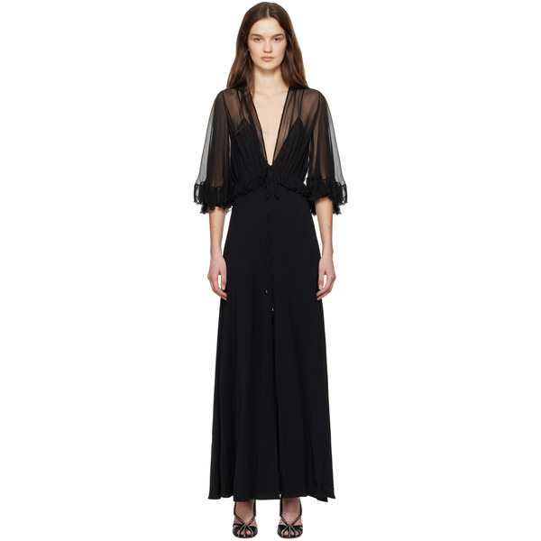  Chloé Black V-neck Maxi Dress 