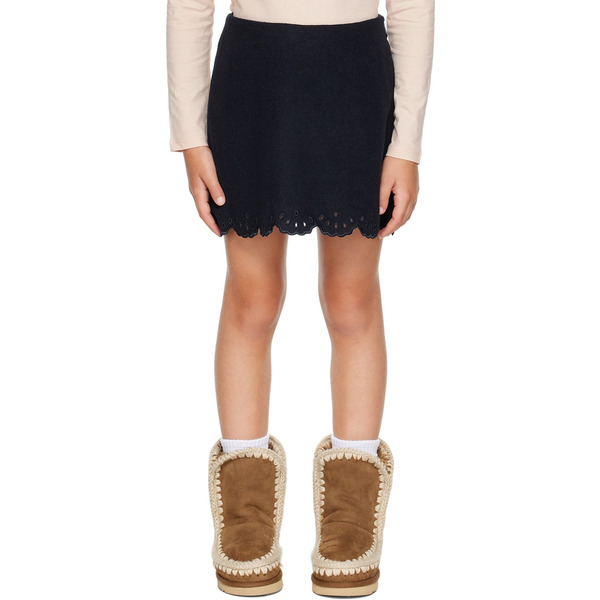  Chloé Kids Navy Embroidered Skirt 