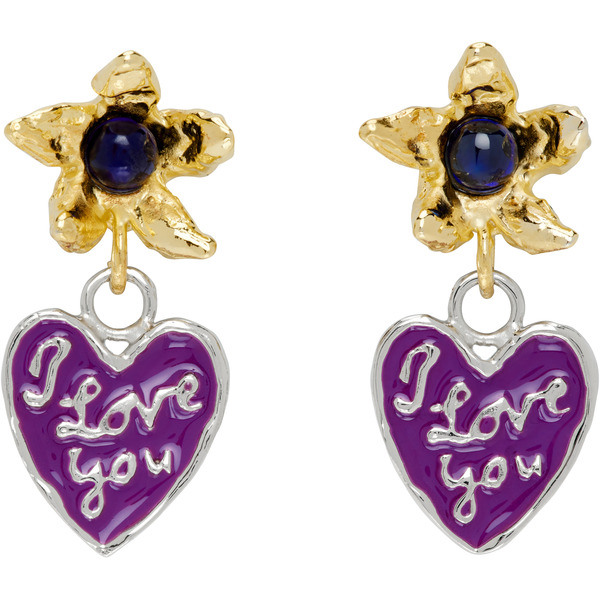  Chopova Lowena Gold & Silver Lovers Drop Earrings 