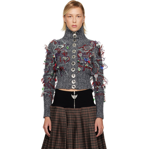  Chopova Lowena Gray Washed Up Cardigan 