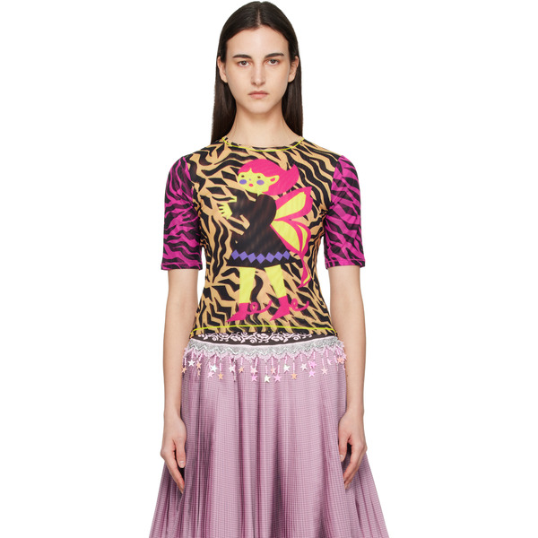  Chopova Lowena Multicolor Hairy Fairy Fitted Mesh Top 