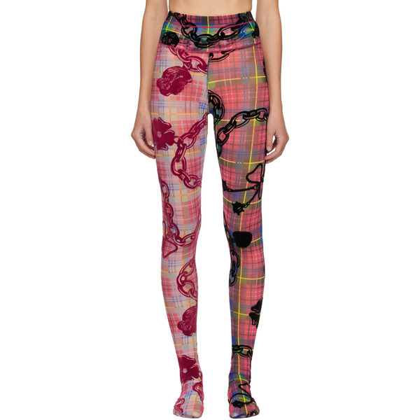  Chopova Lowena Multicolor Tartan Chain Mesh Leggings 