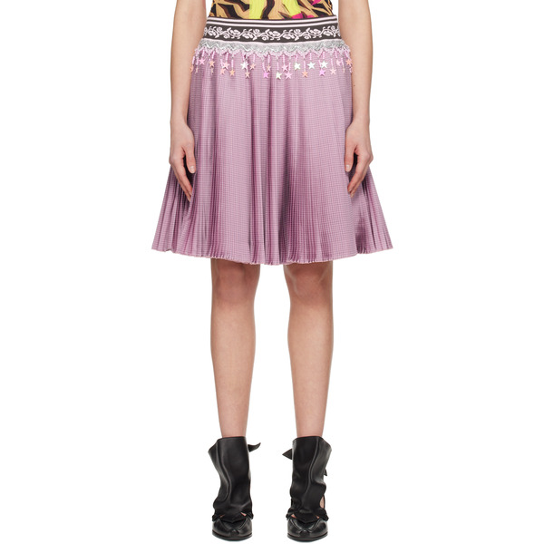  Chopova Lowena Pink Stacey Knitted Pleated Midi Skirt 