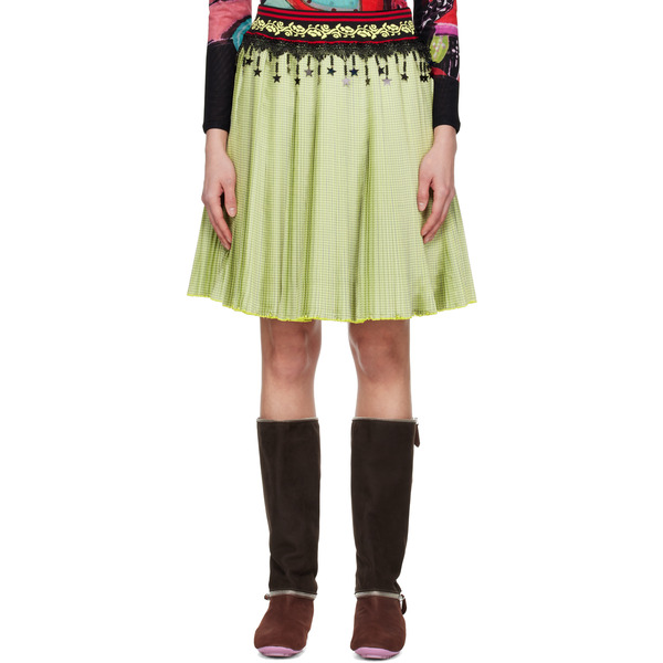  Chopova Lowena Yellow Stacey Knitted Pleated Midi Skirt 