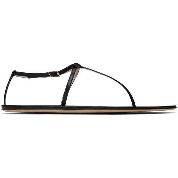  Christen Black Mono Strap Flat Sandals 