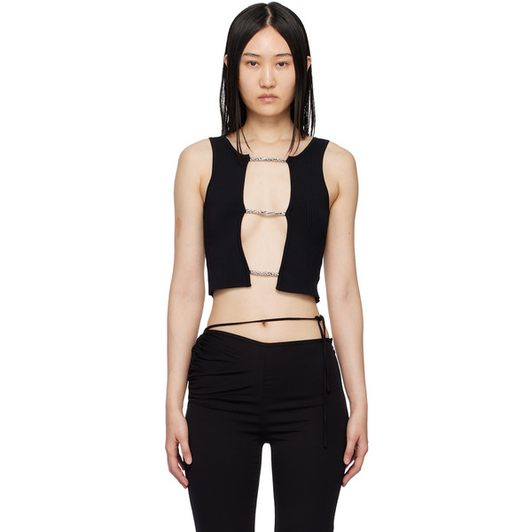  Christopher Esber Black Crystal Lattice Tank Top 