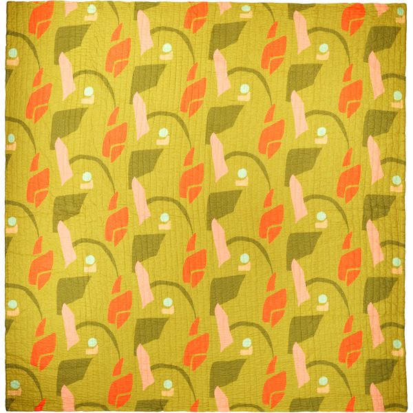  Cold Picnic Green & Khaki Aviary Early Spring Late Summer King Quilt 
