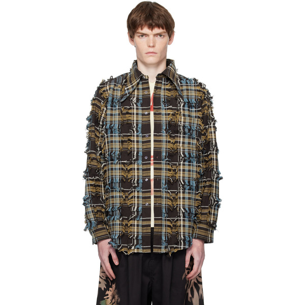  Collina Strada Brown & Blue Bat Button-up Shirt 