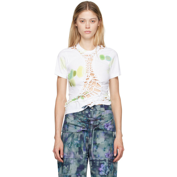  Collina Strada White & Green Tosh T-shirt 