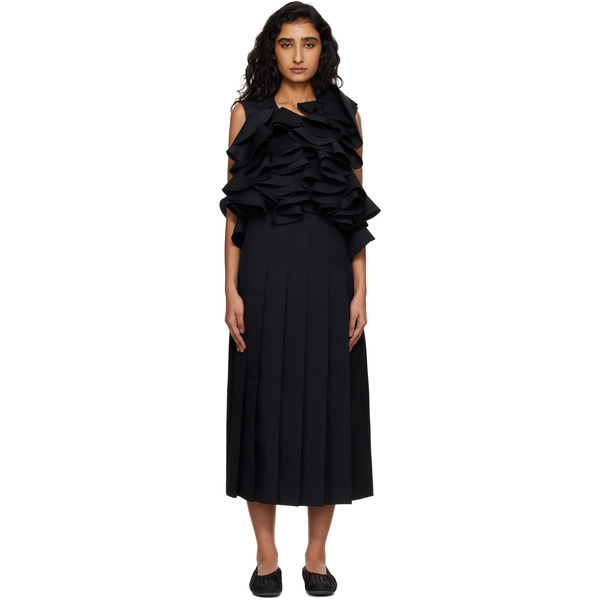  Comme Des Garçons Black Twill Midi Dress 