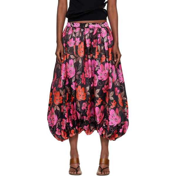  Comme Des Garçons Comme Des Garçons Black & Pink Jacquard Floral Pattern Trousers 