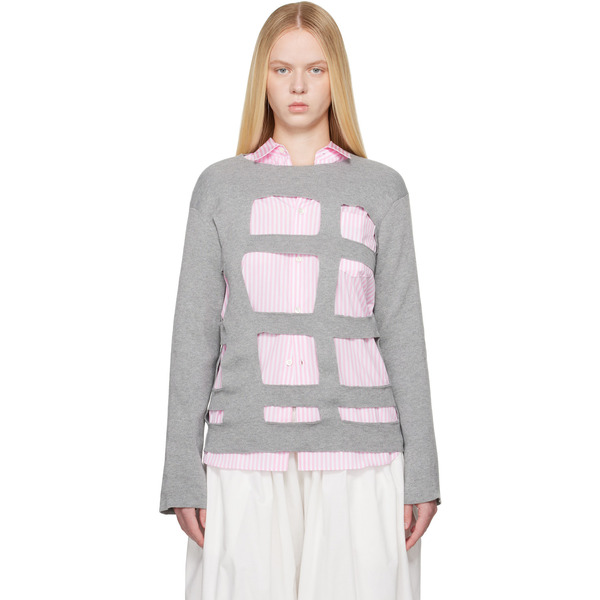  Comme Des Garçons Shirt Gray Geometric Cutouts Sweater 