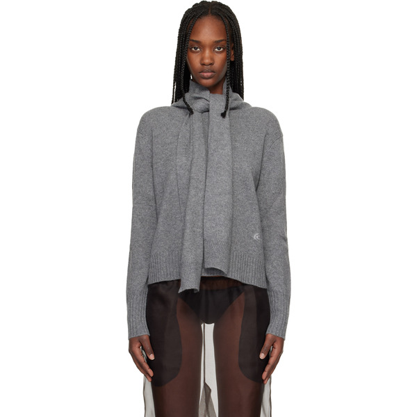  Commission Gray Scarf Neck Sweater 