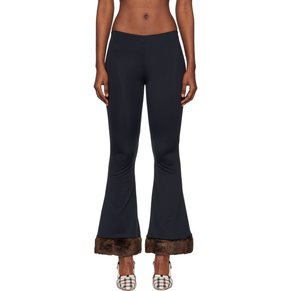  Conner Ives Black Faux Mink-trimmed Lounge Pants 