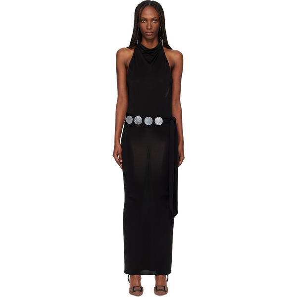  Conner Ives Black Jersey Halter Maxi Dress 