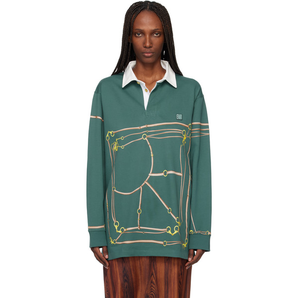  Conner Ives Green Belt Printed Rugby Polo 