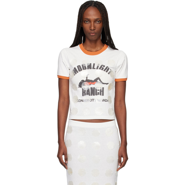  Conner Ives White Mother Of Pearl Paillette Ringer T- Shirt 