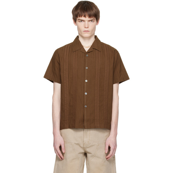 Coor Brown Guayabera Tape Half Shirt 
