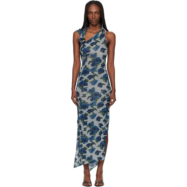  Coperni Navy Flower Midi Dress 