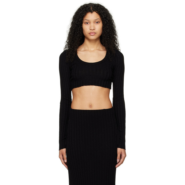  Cotton Citizen Black Capri Crop Long Sleeve T-shirt 