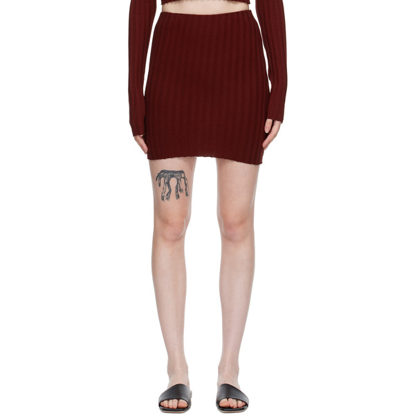  Cotton Citizen Burgundy Capri Miniskirt 