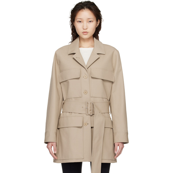  Courrèges Beige Utility Belted Coat 