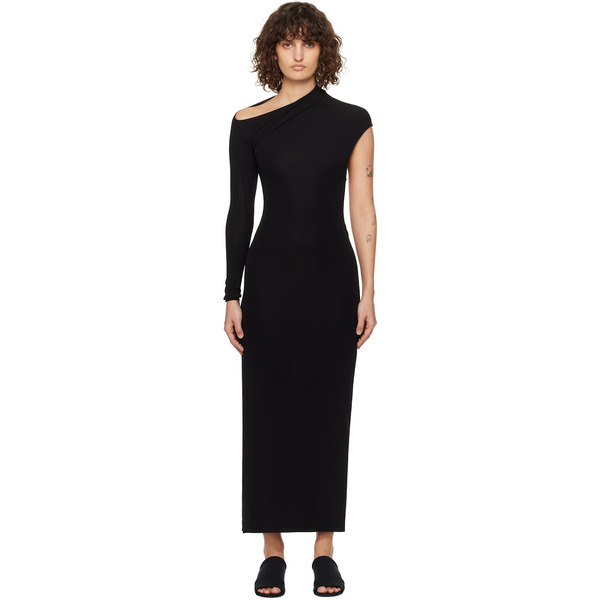  Courrèges Black Asymmetric Maxi Dress 