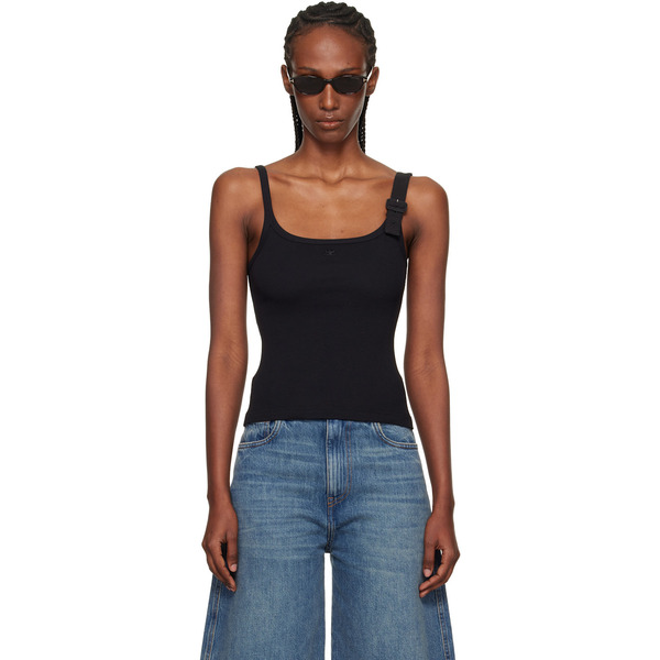  Courrèges Black Buckle 90's Rib Tank Top 