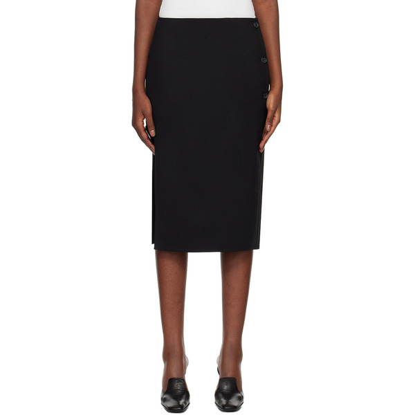  Courrèges Black Oblique Tailored Midi Skirt 