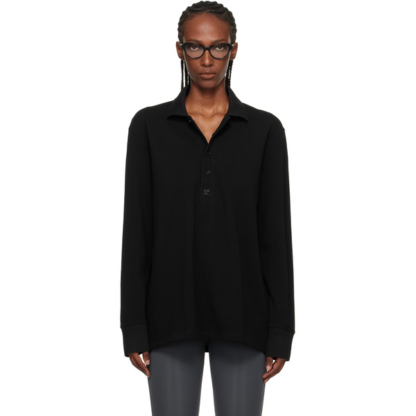  Courrèges Black Oversized Polo 