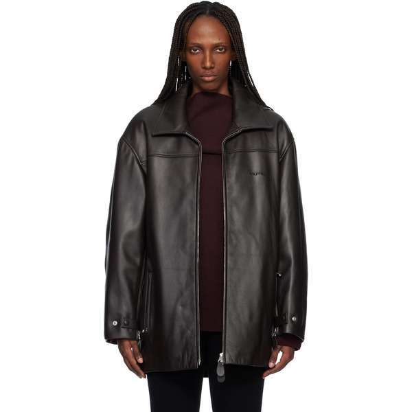  Courrèges Brown Oversized Leather Jacket 