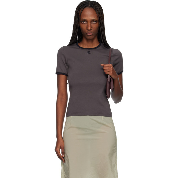  Courrèges Gray Signature Contrast T-shirt 