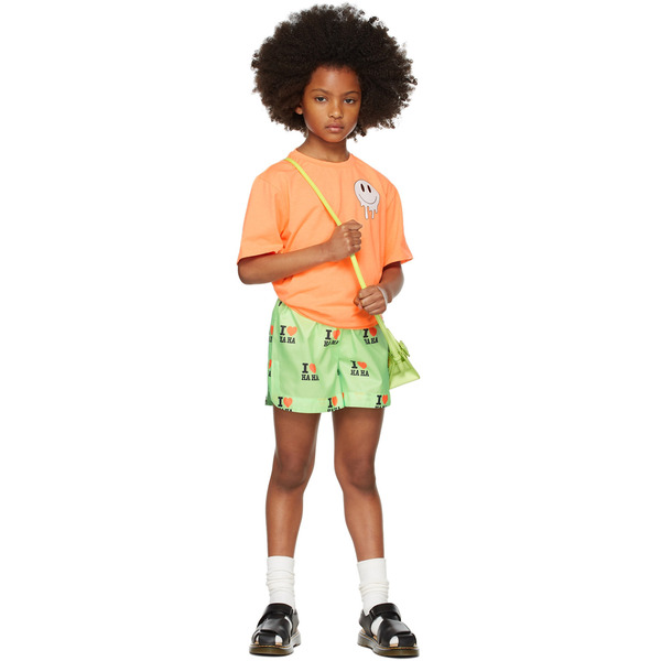  Crlnbsmns Kids Green 'i Love Haha' Shorts 