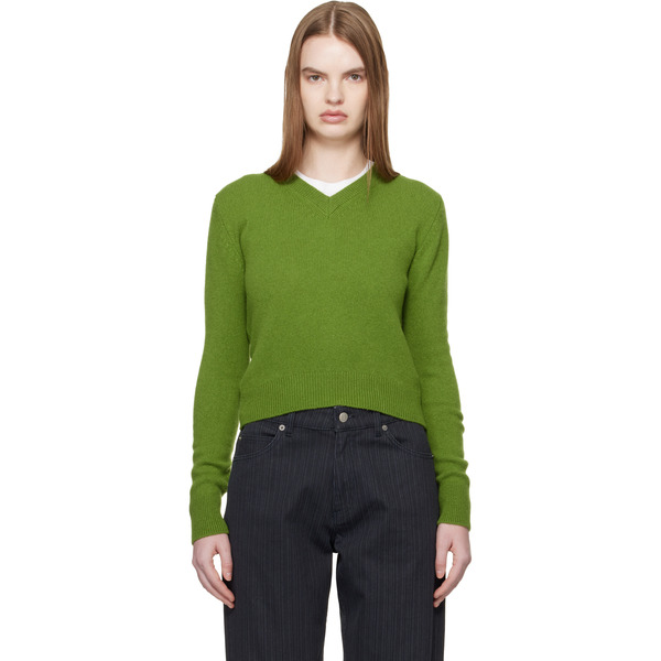  &daughter Green Sligo Shrunken V-neck Sweater 