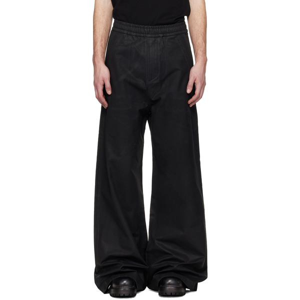  Det Blev Sent Black Waxed Elastic Trousers 