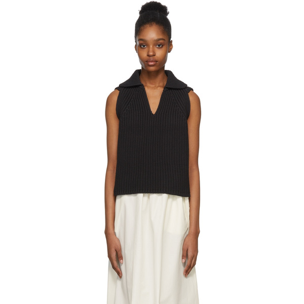  Deveaux New York Black Knit Aubrey Vest 