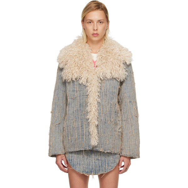  Diesel Blue & Beige De-aconic-s Denim Jacket 