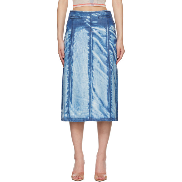  Diesel Blue X-ray Lyocell Denim Midi Skirt 