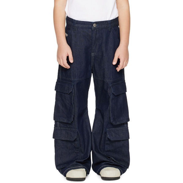  Diesel Kids Navy D-argjx-cargo-s-j Denim Cargo Pants 